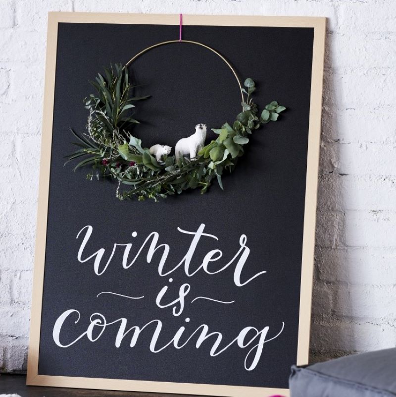 Wintergruß mit Handlettering auf Kreidetafel